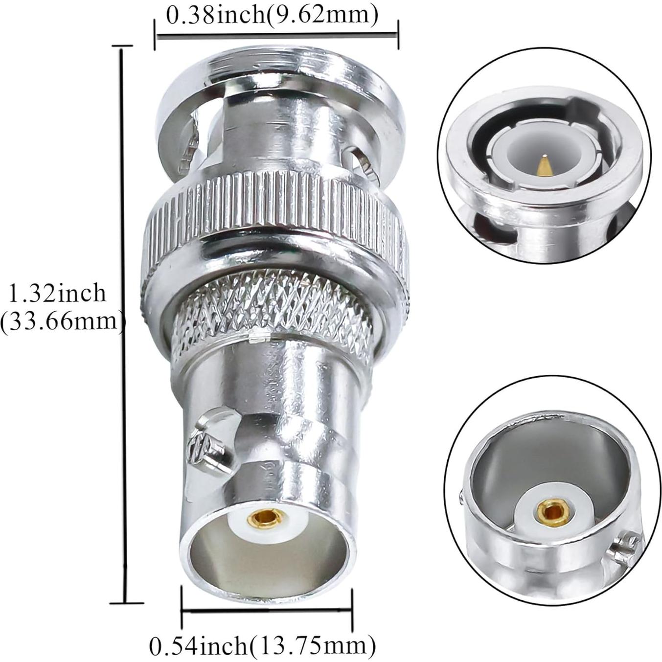 Adaptador Coaxial BNC Macho a Hembra TUOLNK 4pcs 50 Ohmios
