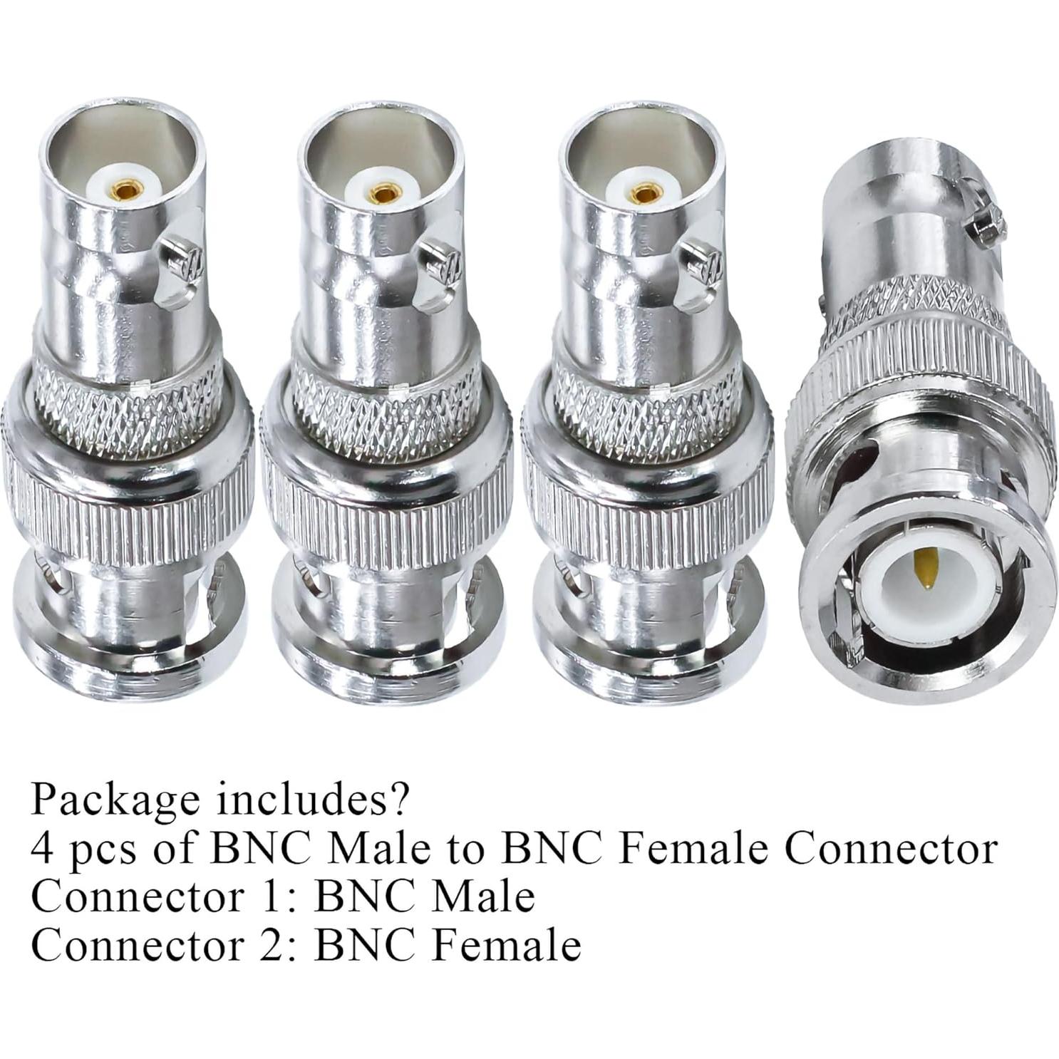 Adaptador Coaxial BNC Macho a Hembra TUOLNK 4pcs 50 Ohmios