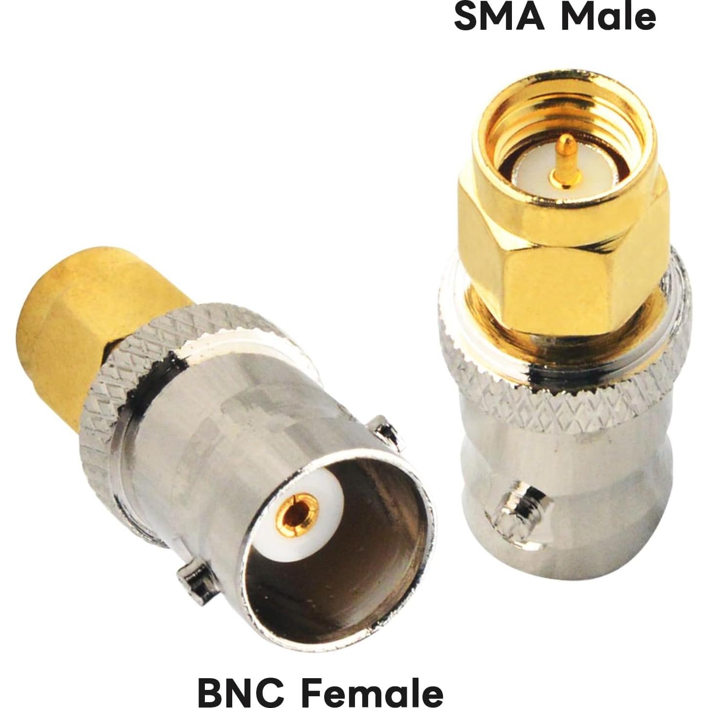 Adaptador Coaxial BNC Macho a SMA Hembra Boobrie - Paquete de 2