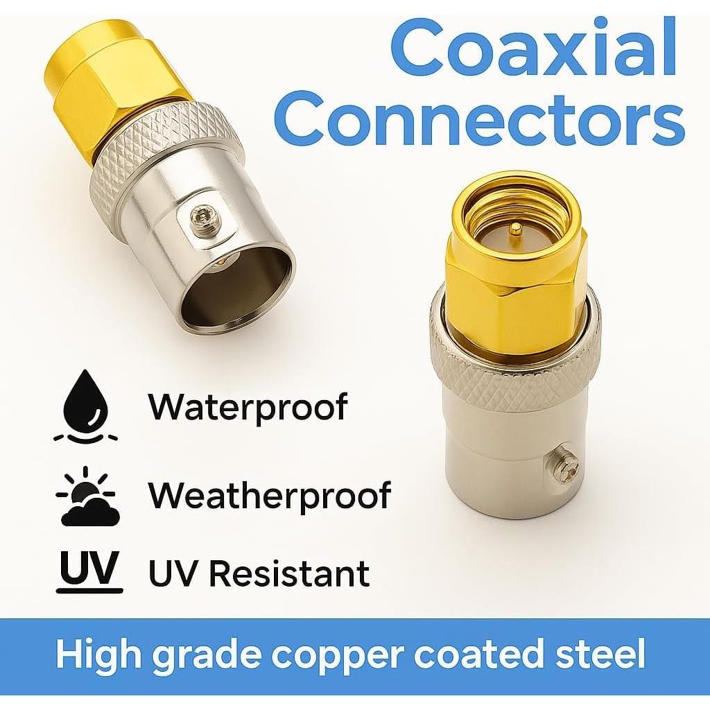 Adaptador Coaxial BNC Macho a SMA Hembra Boobrie - Paquete de 2