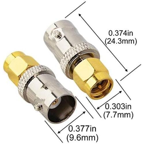 Adaptador Coaxial BNC Macho a SMA Hembra Boobrie - Paquete de 2