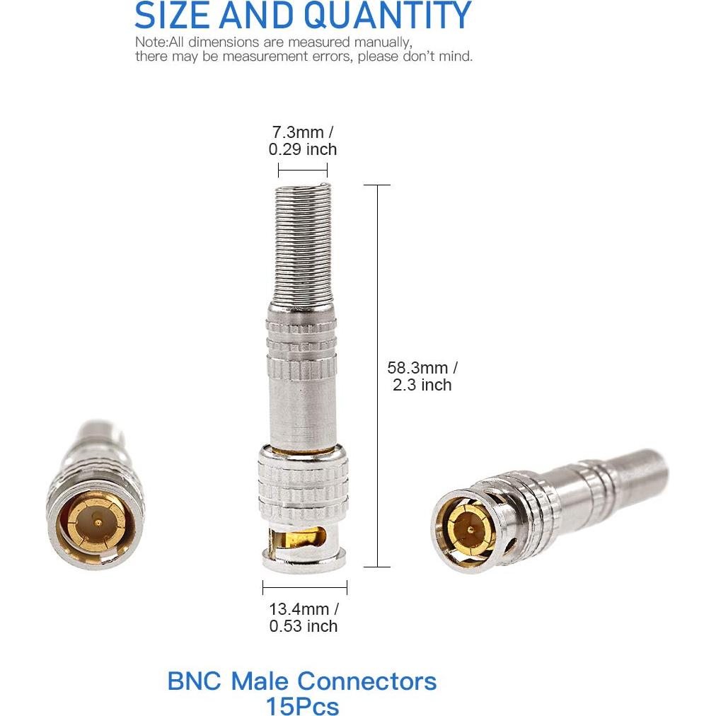 Conectores Coaxiales BNC Macho Glarks 15 Pack RG59 RG6