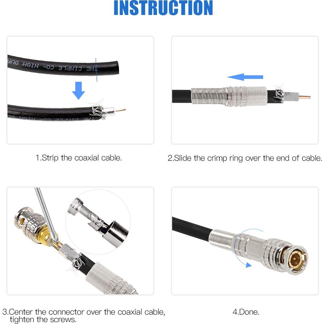 Conectores Coaxiales BNC Macho Glarks 15 Pack RG59 RG6