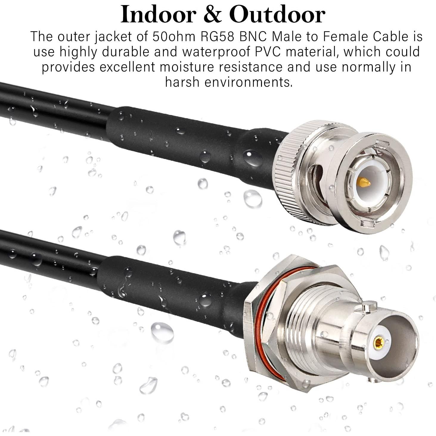 Cable Coaxial BNC Macho a Hembra RG58 0.61m Baja Pérdida