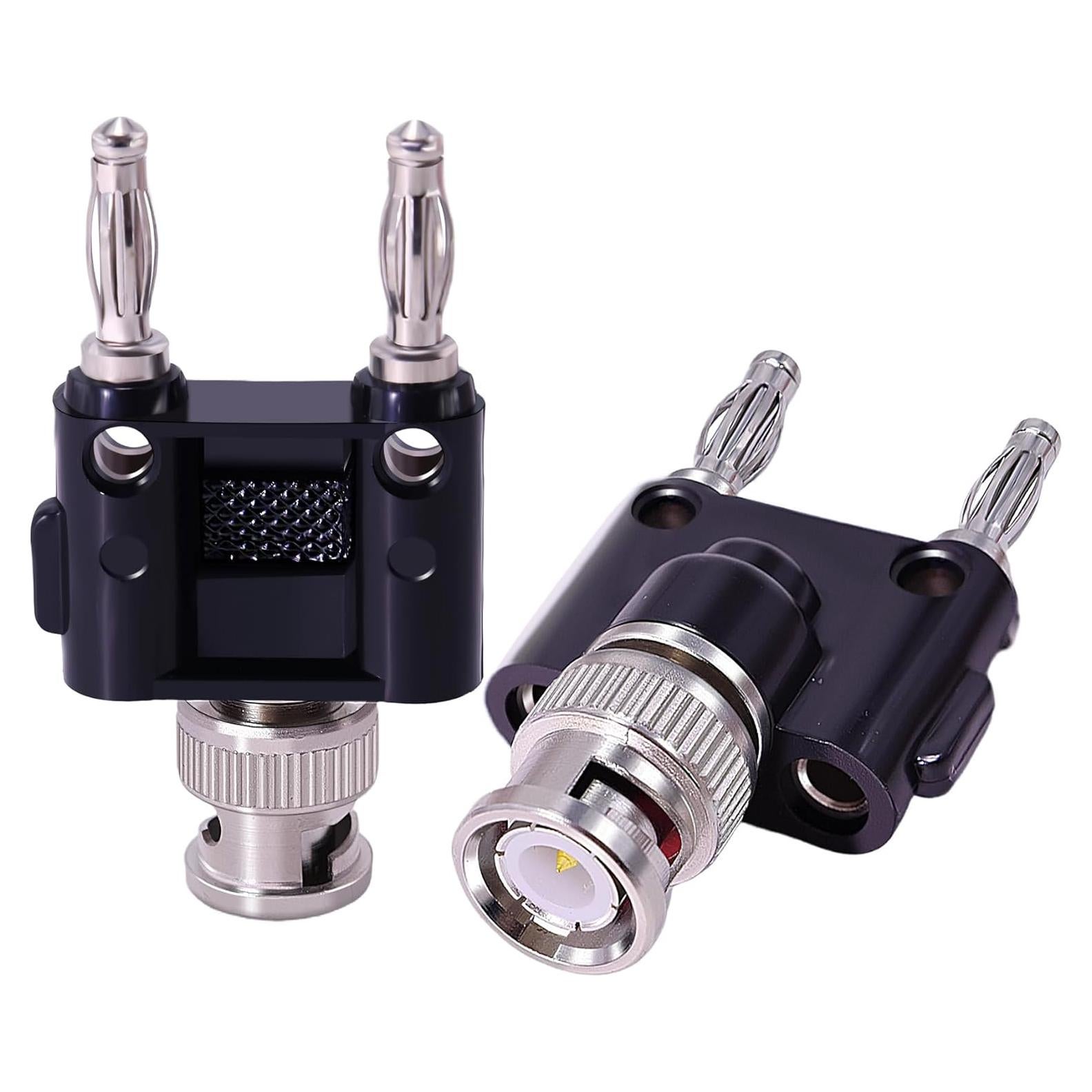 Adaptador Coaxial BNC Macho a Doble Macho Banana CNARIO 2Pcs