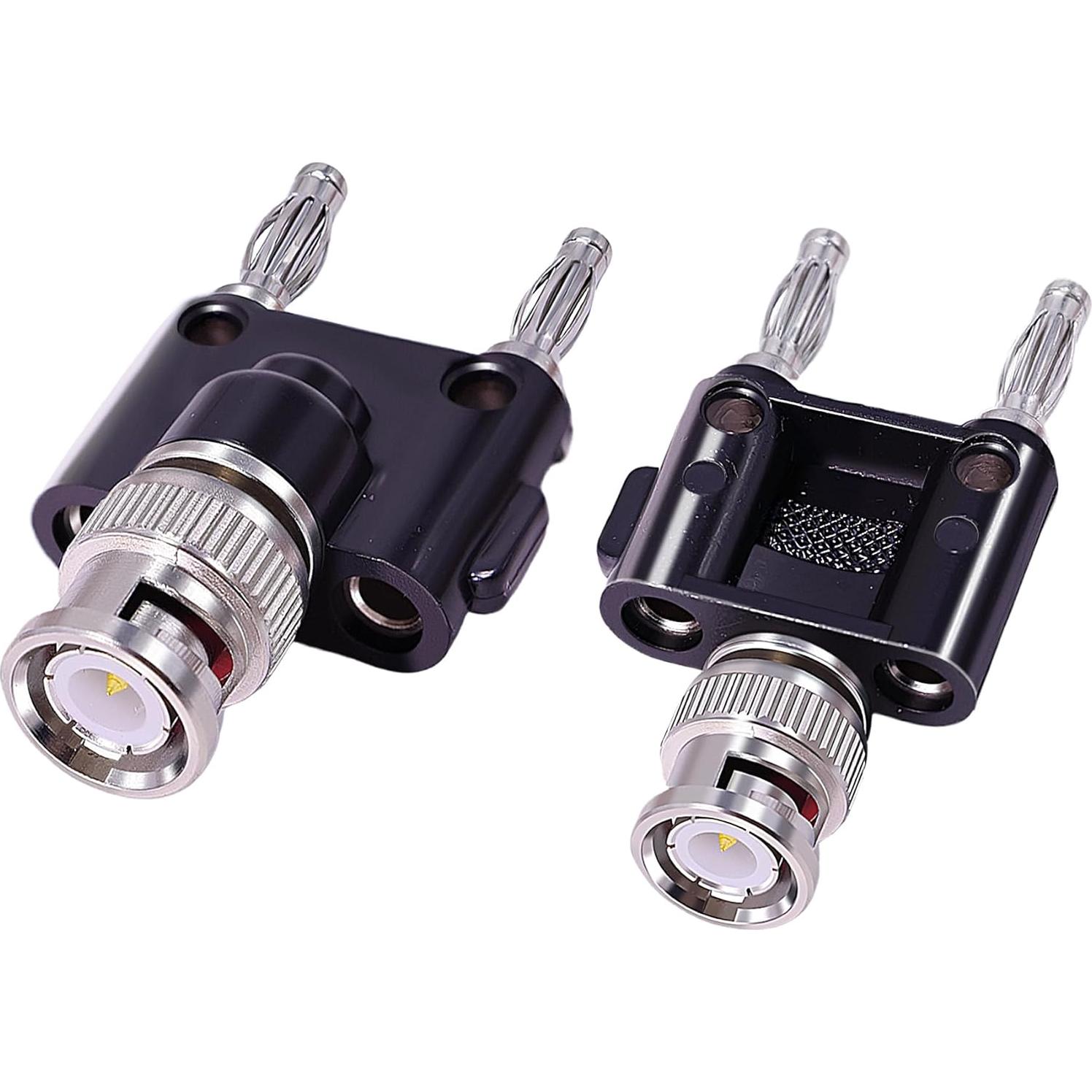 Adaptador Coaxial BNC Macho a Doble Macho Banana CNARIO 2Pcs