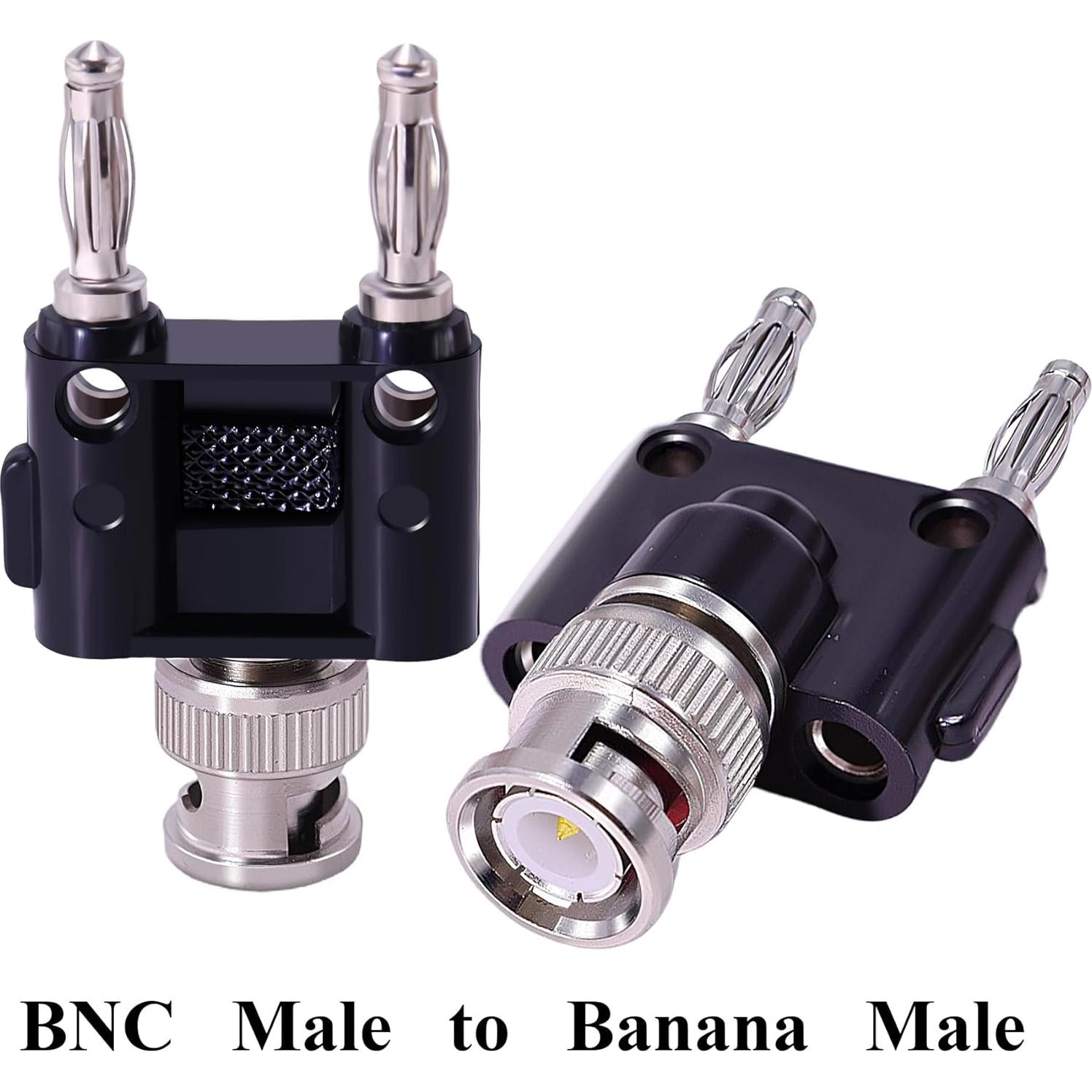 Adaptador Coaxial BNC Macho a Doble Macho Banana CNARIO 2Pcs