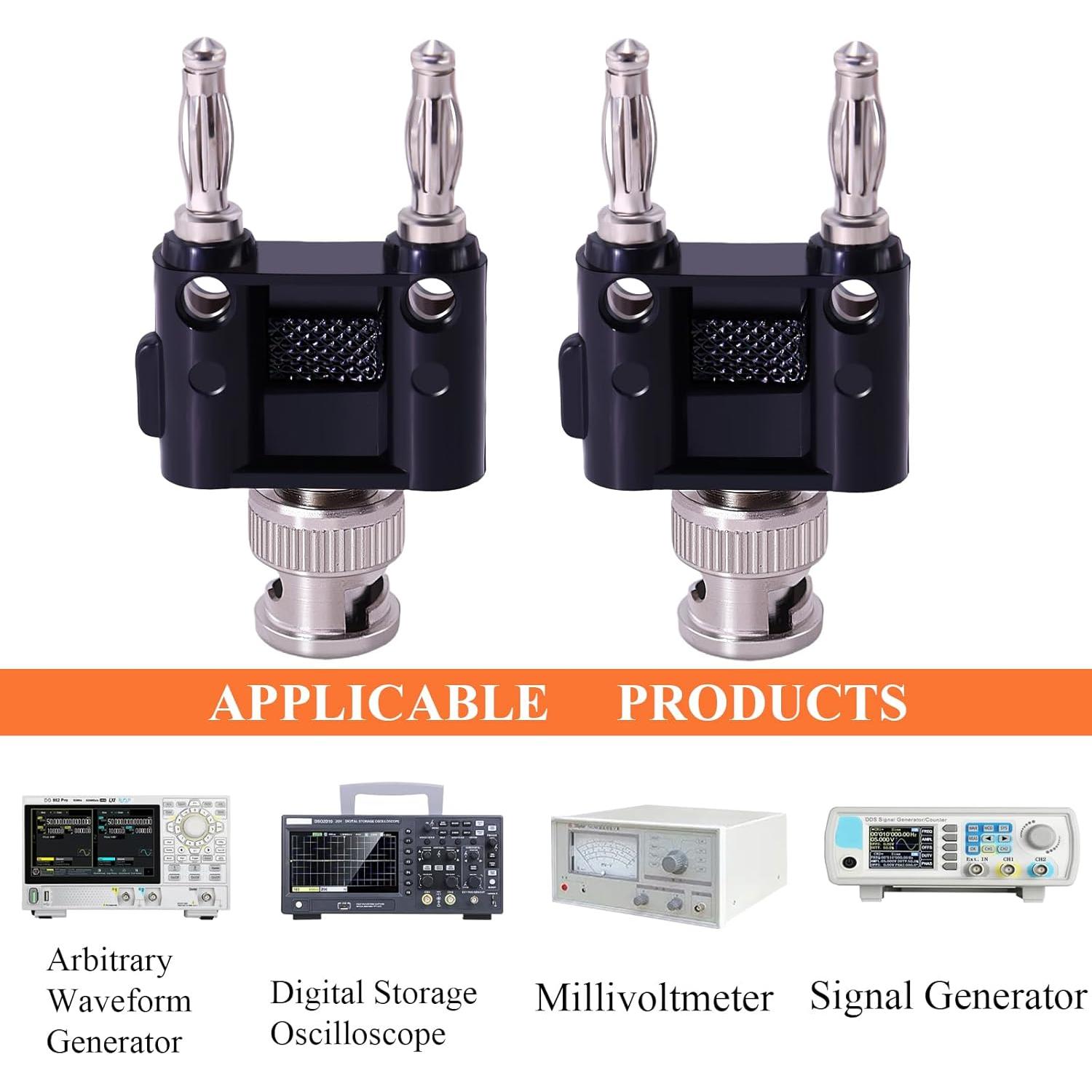 Adaptador Coaxial BNC Macho a Doble Macho Banana CNARIO 2Pcs