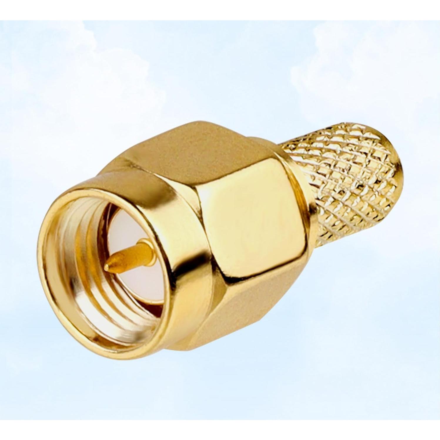 Conector Crimp SMA Macho 50 Ohm para Cable Coaxial RG58 RG142 RG400 - Paquete de 10