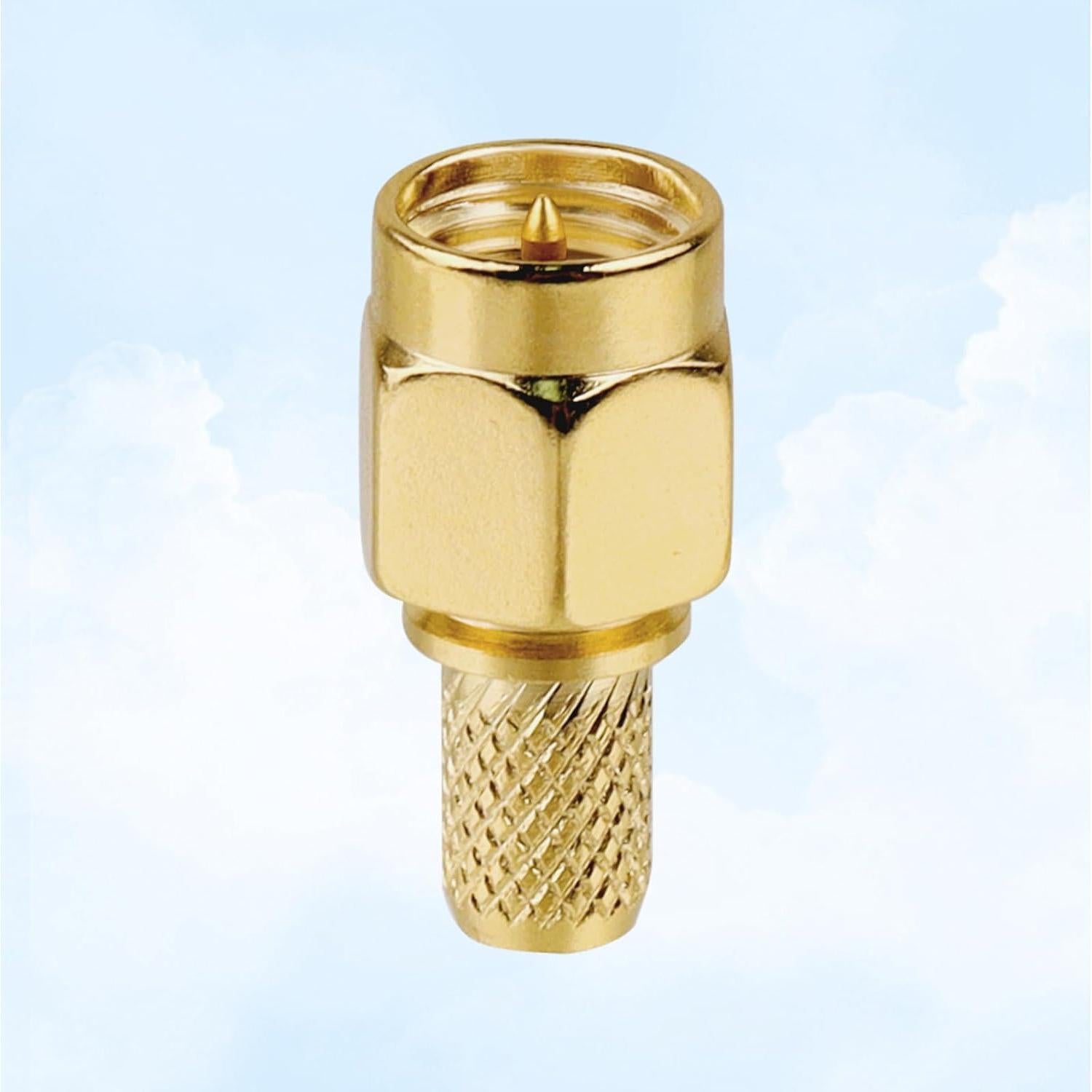 Conector Crimp SMA Macho 50 Ohm para Cable Coaxial RG58 RG142 RG400 - Paquete de 10