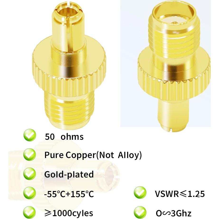 Adaptador Coaxial SMA Hembra a TS9 Macho CNARIO 2PCS