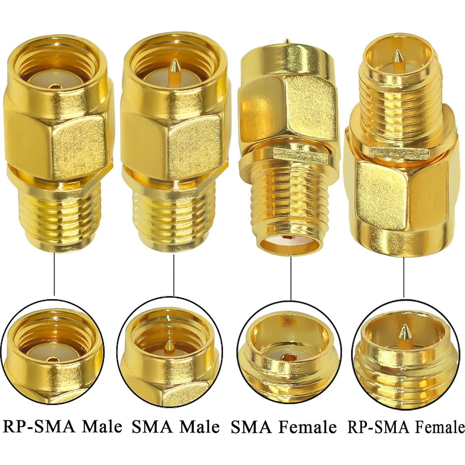 Kit 4 Adaptadores Coaxiales SMA TUOLNK Macho/Hembra 50 Ohm