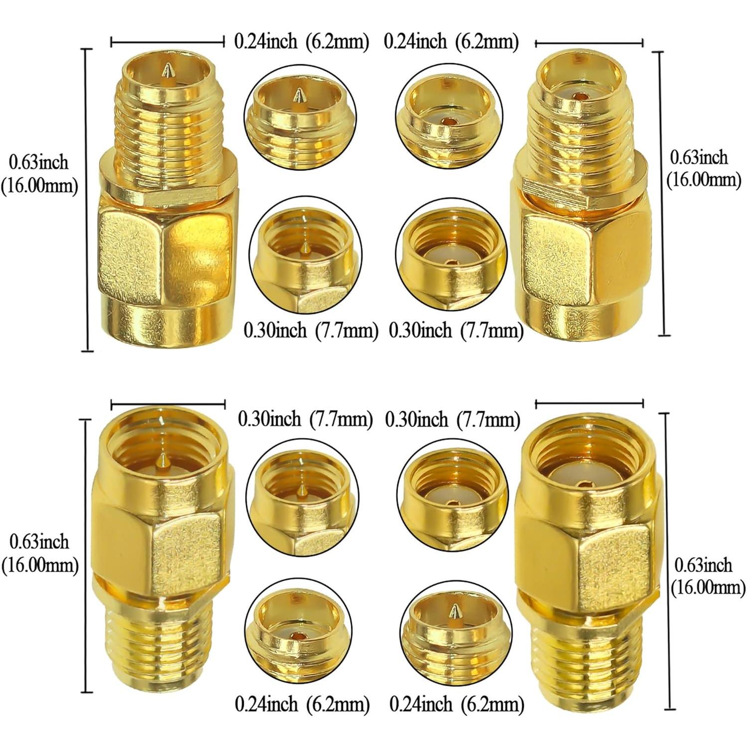 Kit 4 Adaptadores Coaxiales SMA TUOLNK Macho/Hembra 50 Ohm
