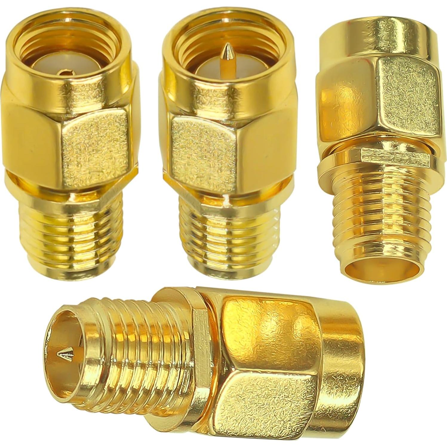 Kit 4 Adaptadores Coaxiales SMA TUOLNK Macho/Hembra 50 Ohm