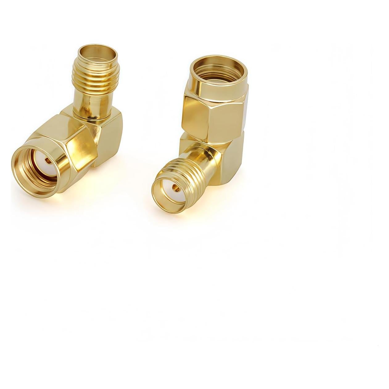 Adaptador Coaxial 90 Grados RP-SMA Femenino a SMA Femenino - 2 Pcs