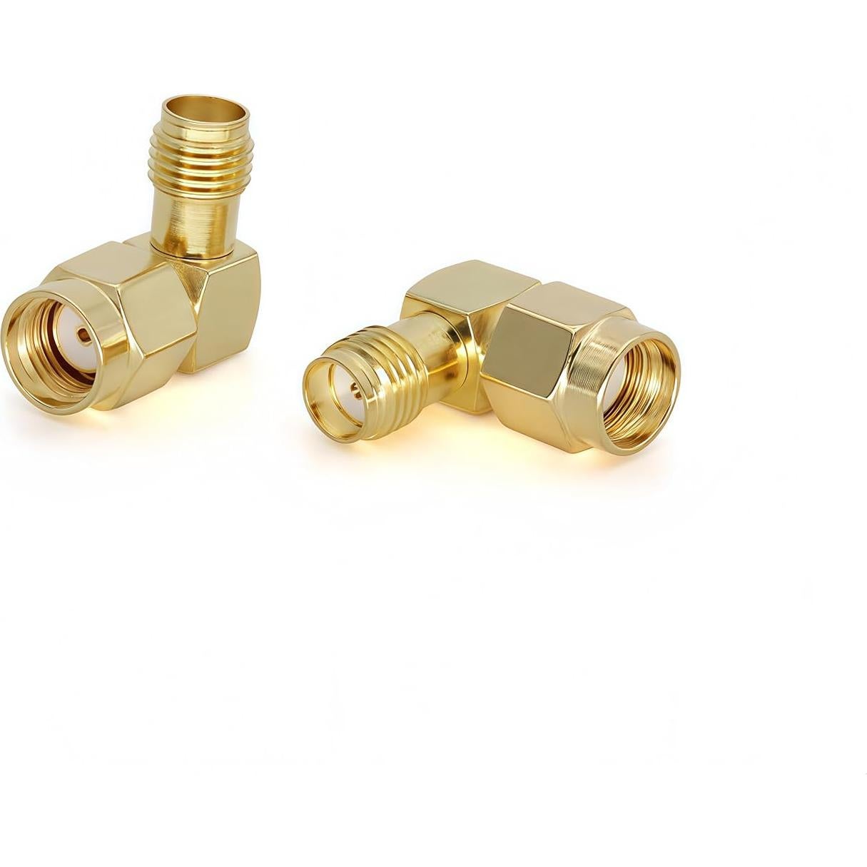 Adaptador Coaxial 90 Grados RP-SMA Femenino a SMA Femenino - 2 Pcs