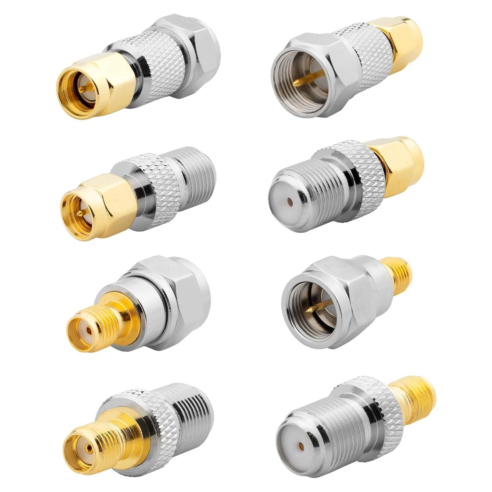 Kit 8 Adaptadores Coaxiales SMA Anina - Latón Dorado 50Ω