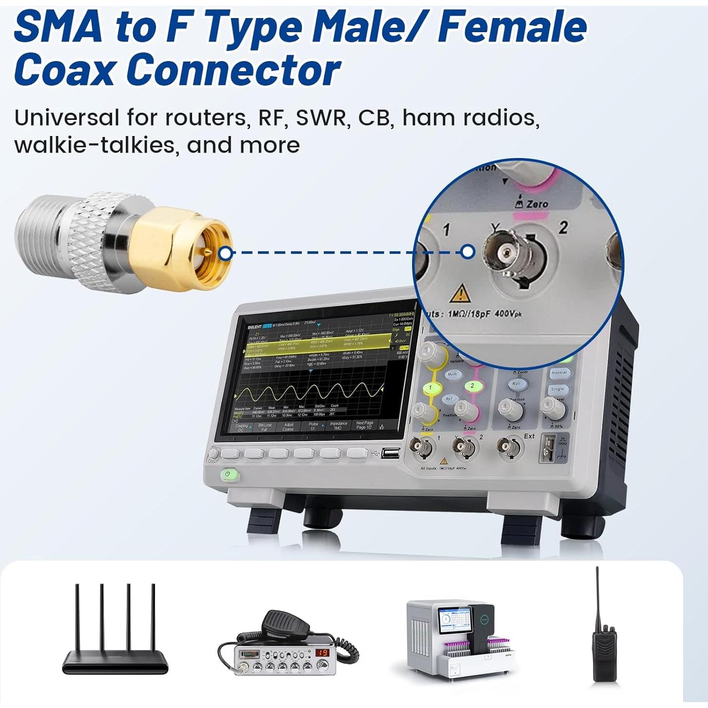 Kit 8 Adaptadores Coaxiales SMA Anina - Latón Dorado 50Ω