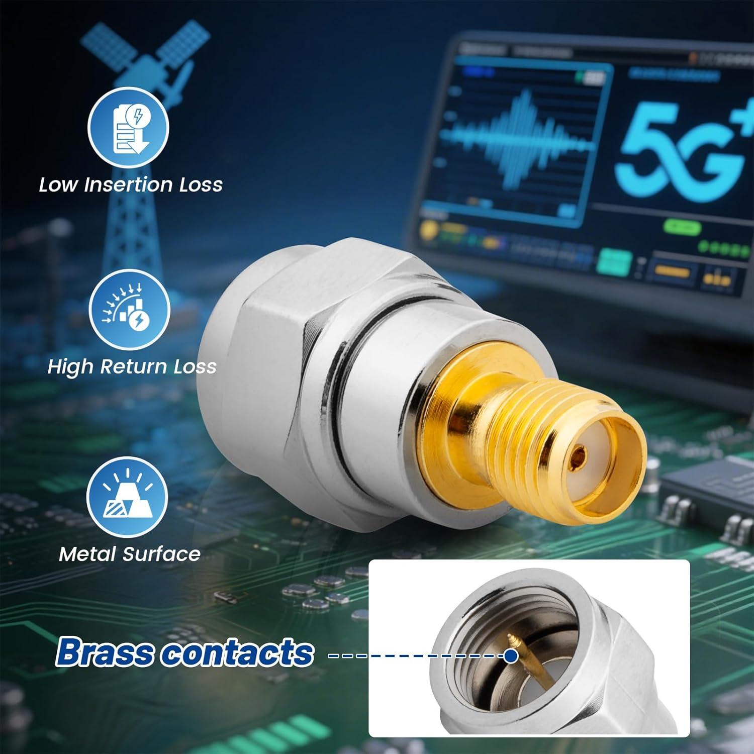 Kit 8 Adaptadores Coaxiales SMA Anina - Latón Dorado 50Ω