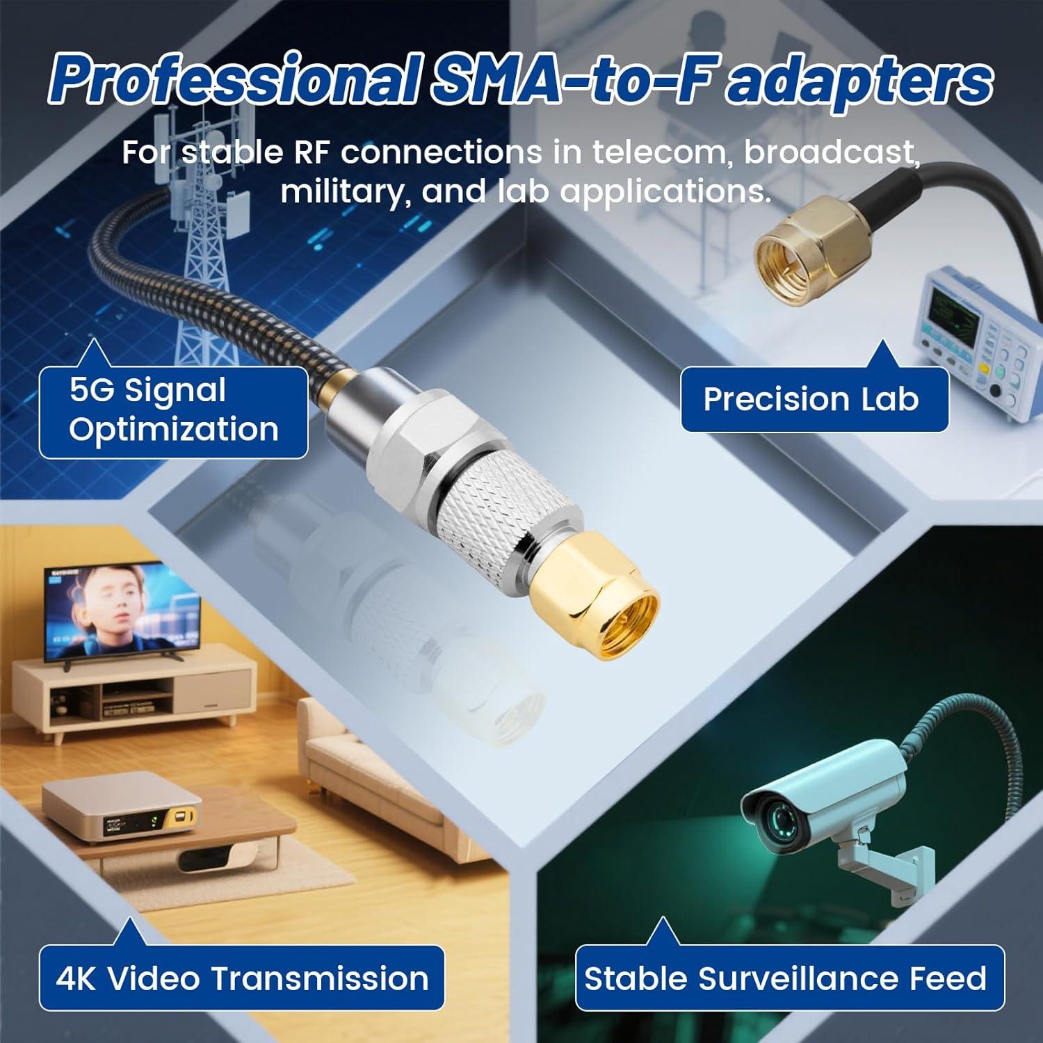 Kit 8 Adaptadores Coaxiales SMA Anina - Latón Dorado 50Ω