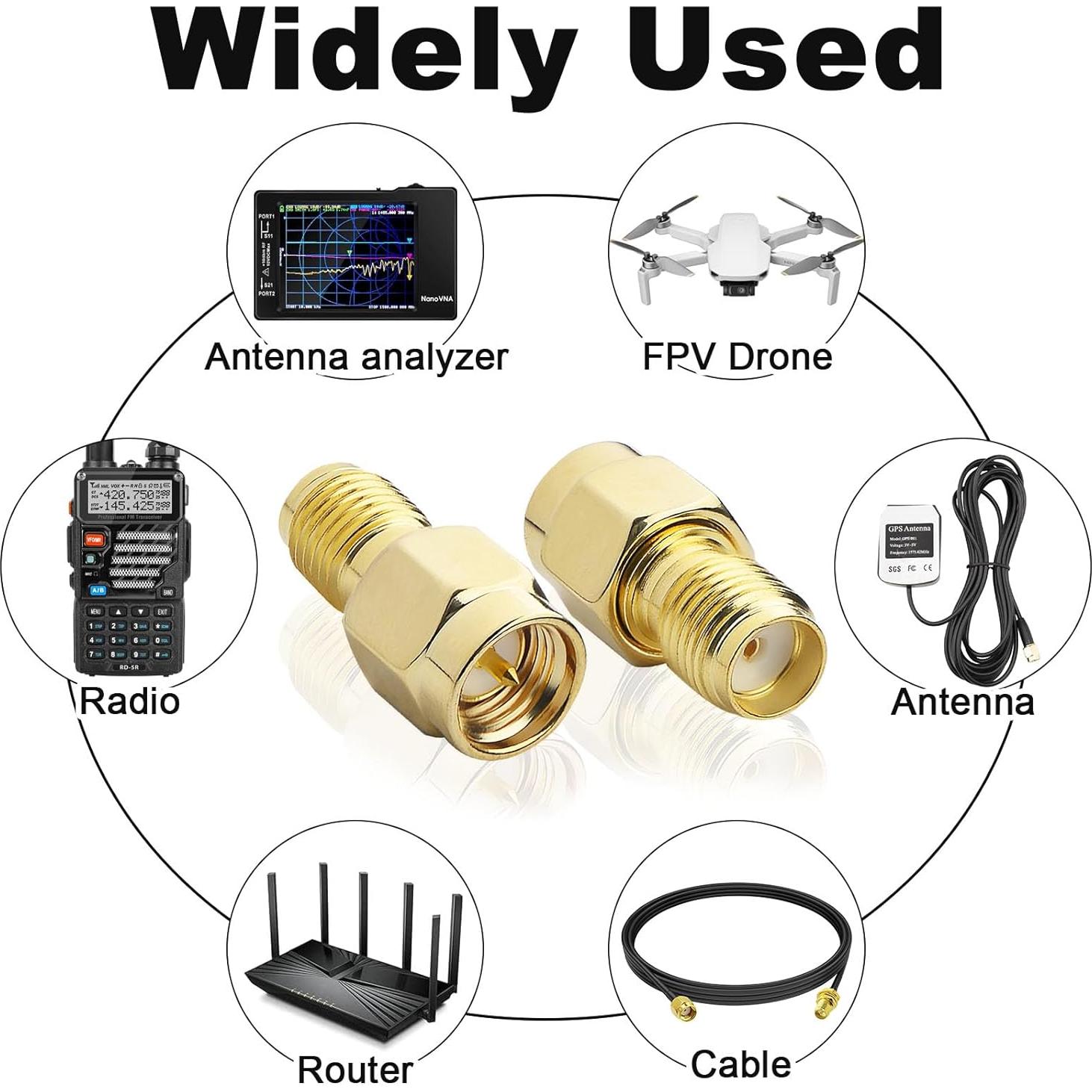 Adaptador SMA Macho a Hembra Kaunosta - 2 Piezas para Antena