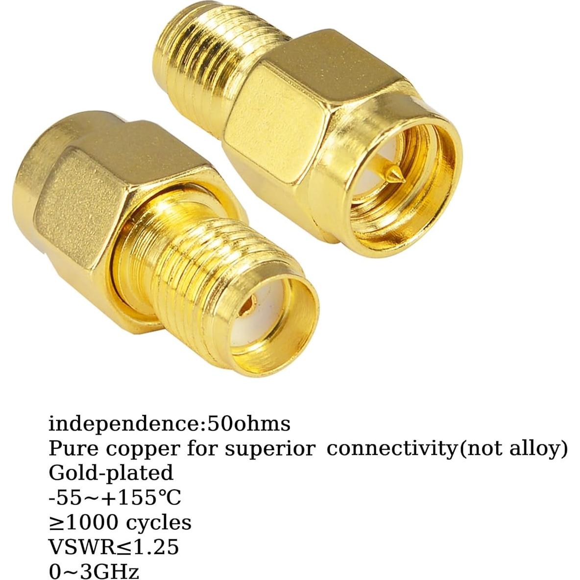 Adaptador SMA Macho a Hembra Kaunosta - 2 Piezas para Antena