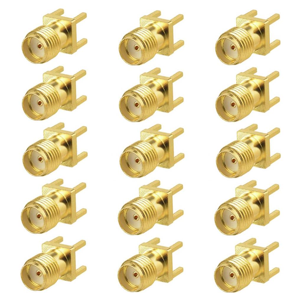 Conector SMA hembra PCB 15 piezas chapado en oro 50 Ohm