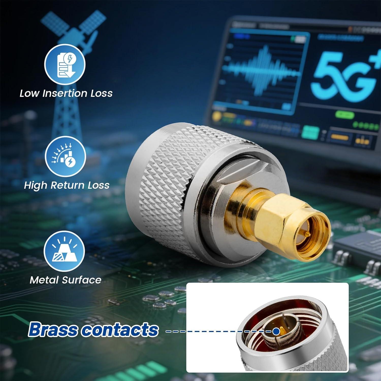 Kit de Adaptadores SMA a N-Tipo Anina 8 Piezas Conectores RF