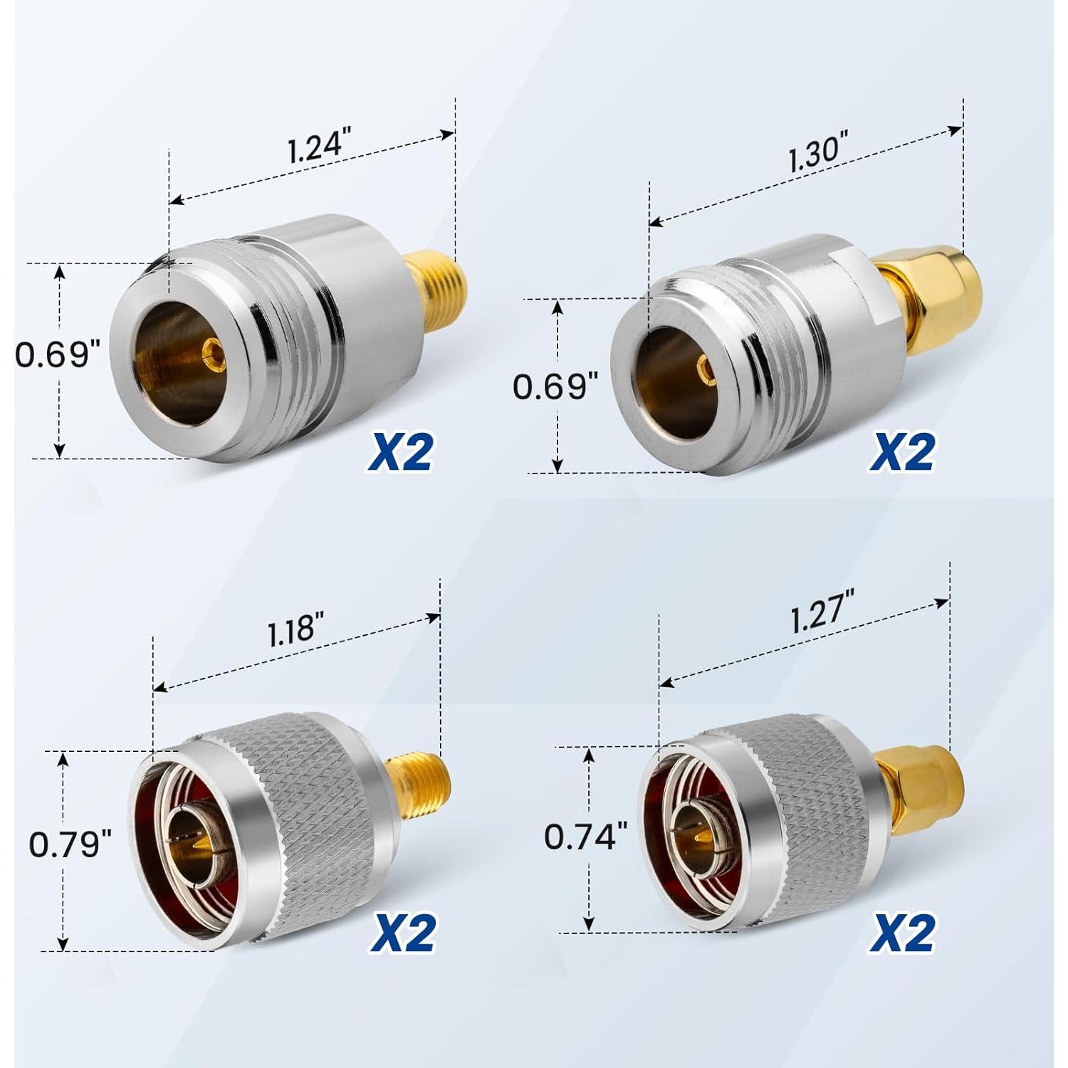 Kit de Adaptadores SMA a N-Tipo Anina 8 Piezas Conectores RF