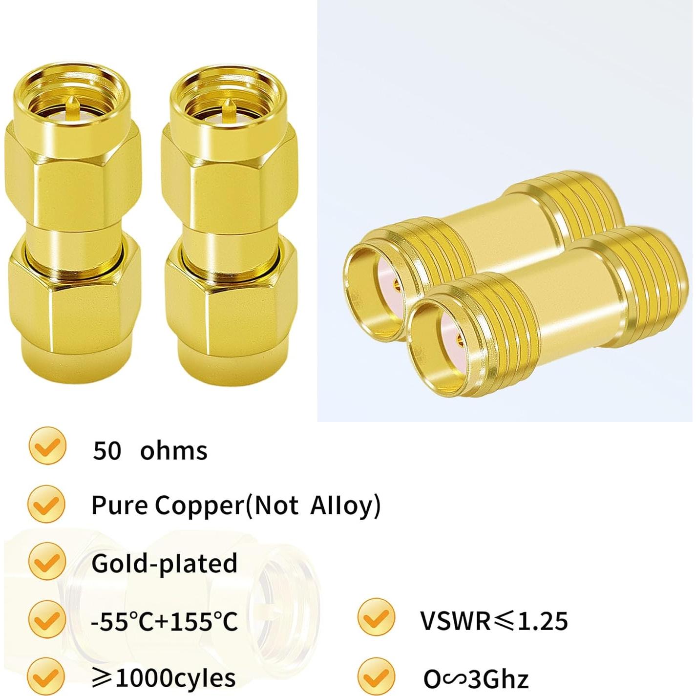 Kit de Adaptadores SMA CNARIO 4 Piezas Macho y Hembra 50 Ohmios