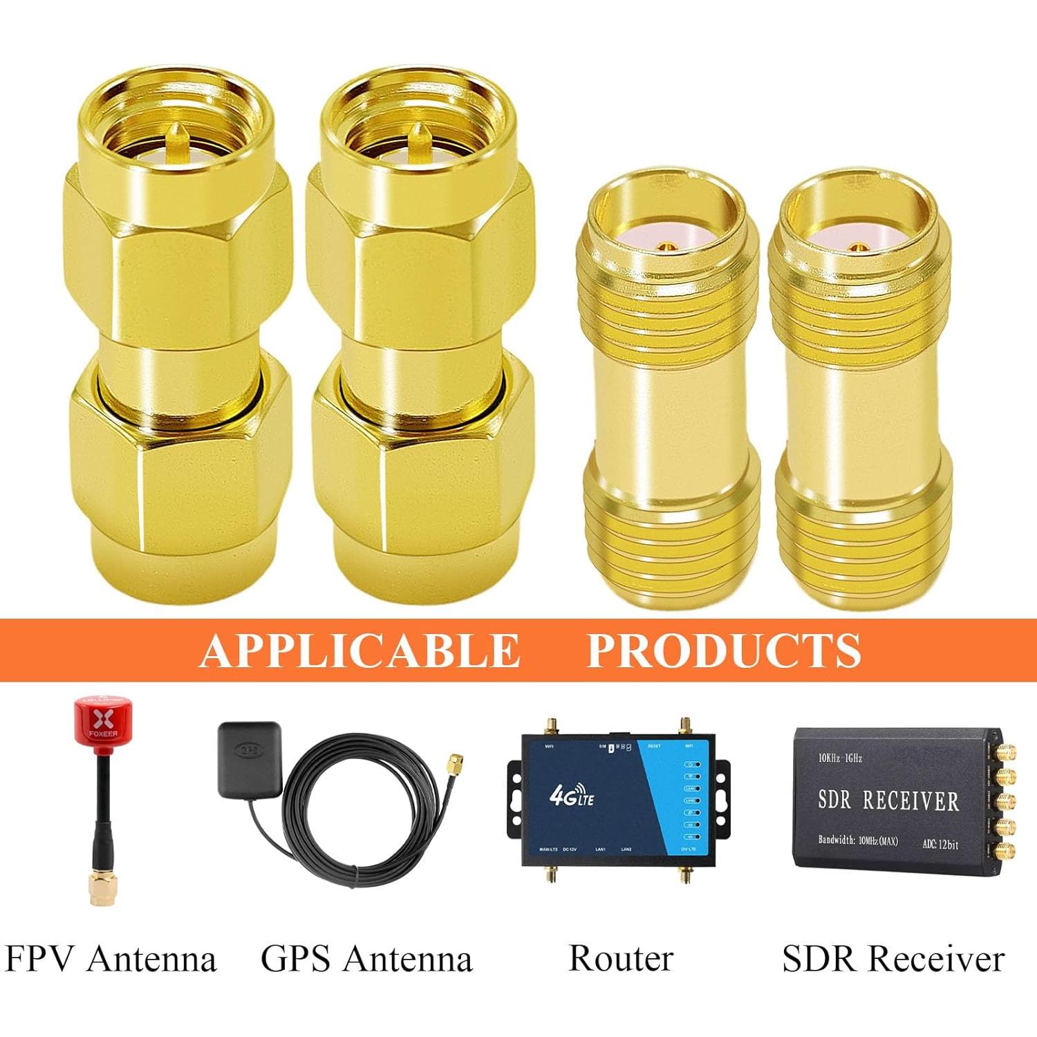 Kit de Adaptadores SMA CNARIO 4 Piezas Macho y Hembra 50 Ohmios