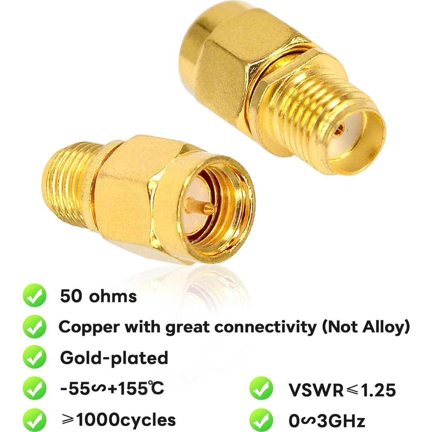 Adaptador Coaxial SMA Macho a Hembra Boobrie - Paquete de 2