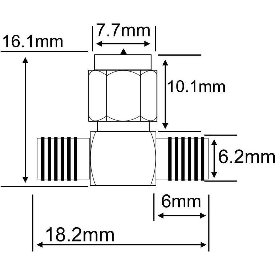 Adaptador SMA Macho a Doble SMA Hembra 50 Ohm - Paquete de 2