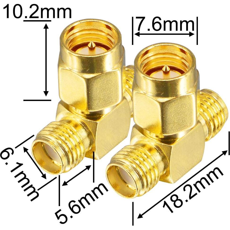 Adaptador SMA Macho a Doble SMA Hembra 50 Ohm - Paquete de 2