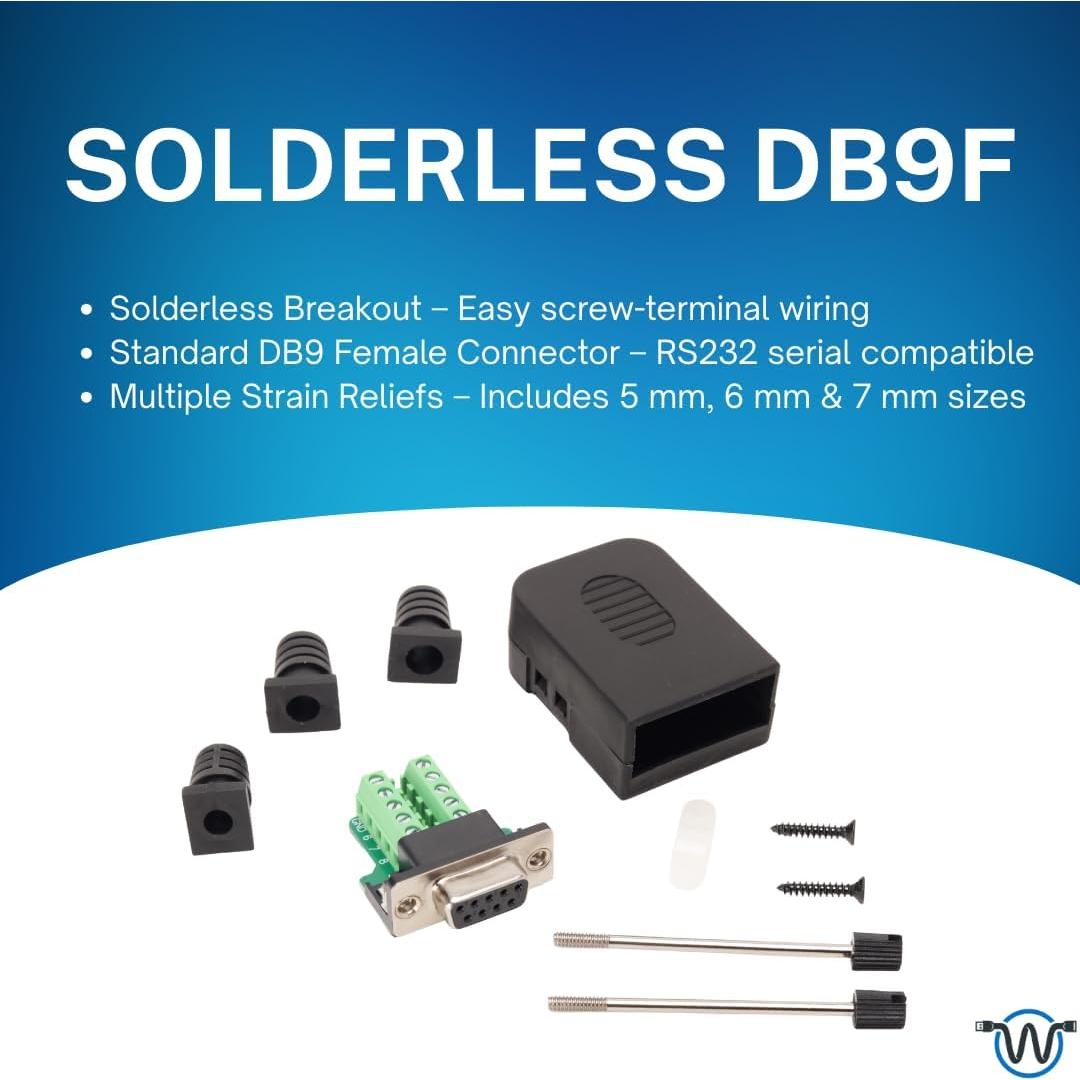 Conector Femenino Wirenest DB9 - Adaptador Serial RS232 Sin Soldadura