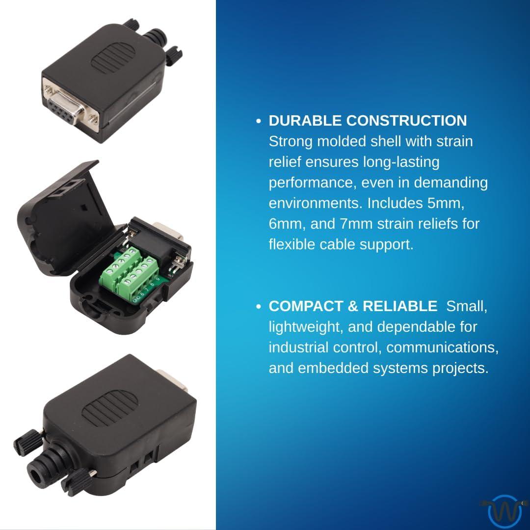 Conector Femenino Wirenest DB9 - Adaptador Serial RS232 Sin Soldadura