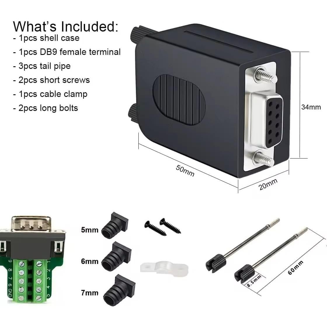 Conector Femenino Wirenest DB9 - Adaptador Serial RS232 Sin Soldadura