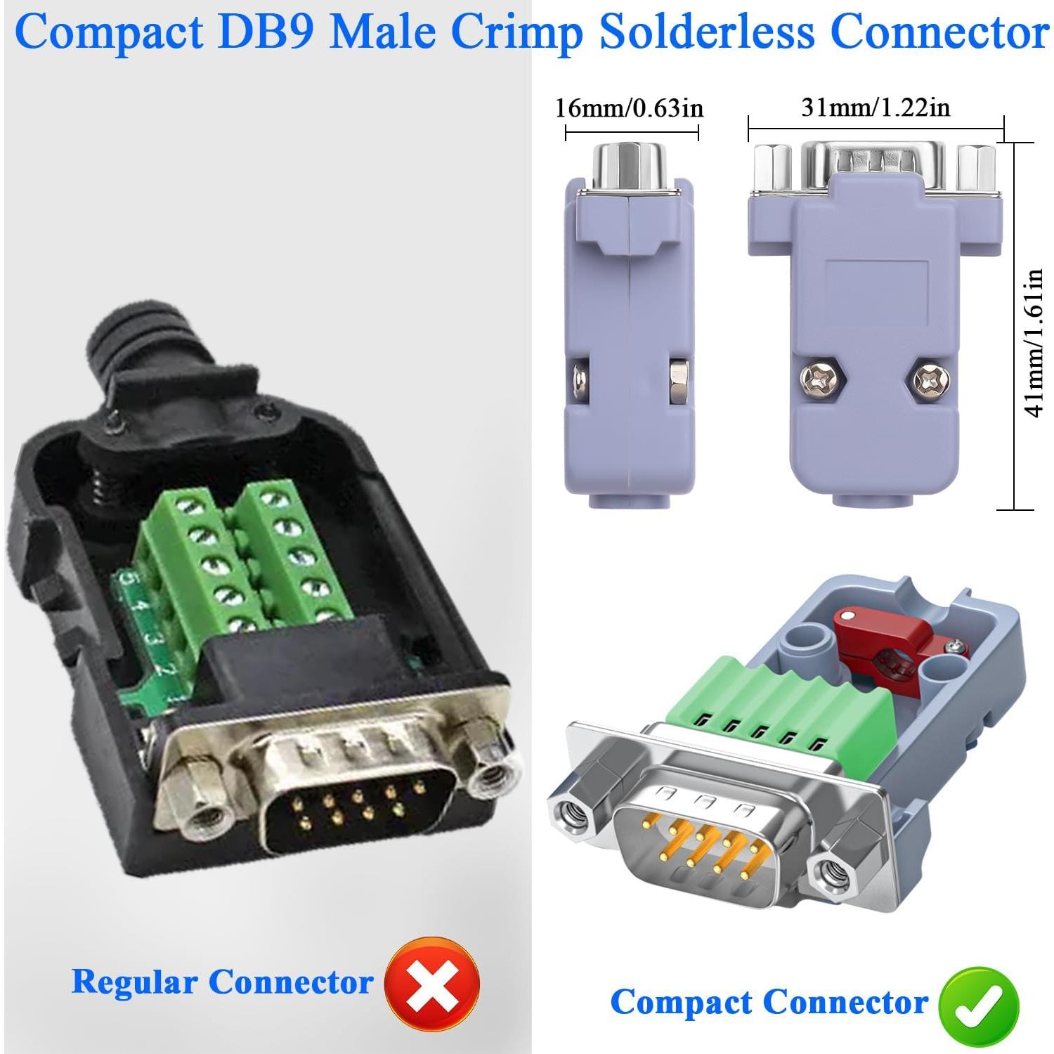 Adaptador DB9 Macho Crimpado QIANRENON Sin Soldadura 9 Pines