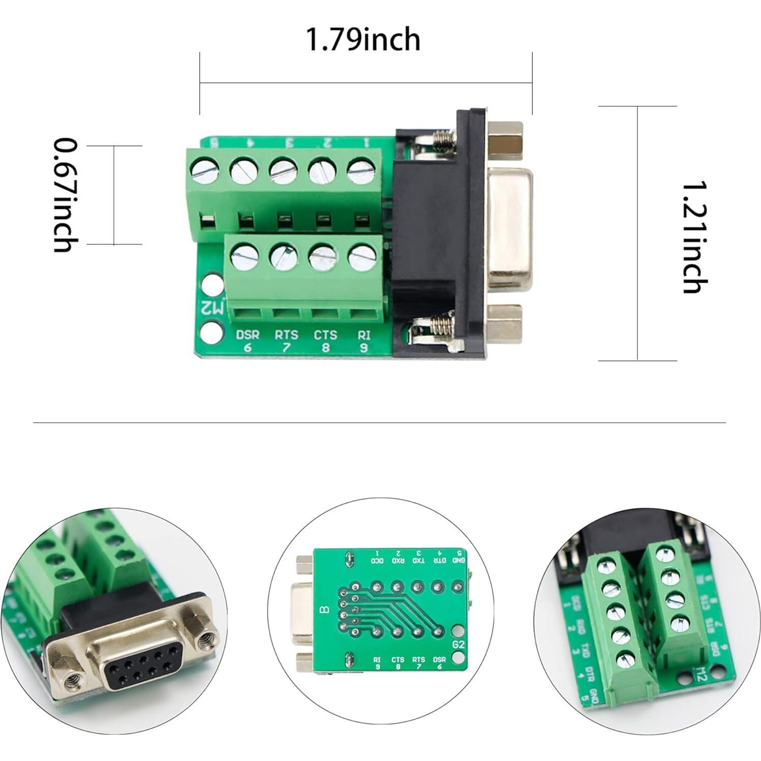 Conector hembra DB9 RS232 sin soldadura - 3 piezas