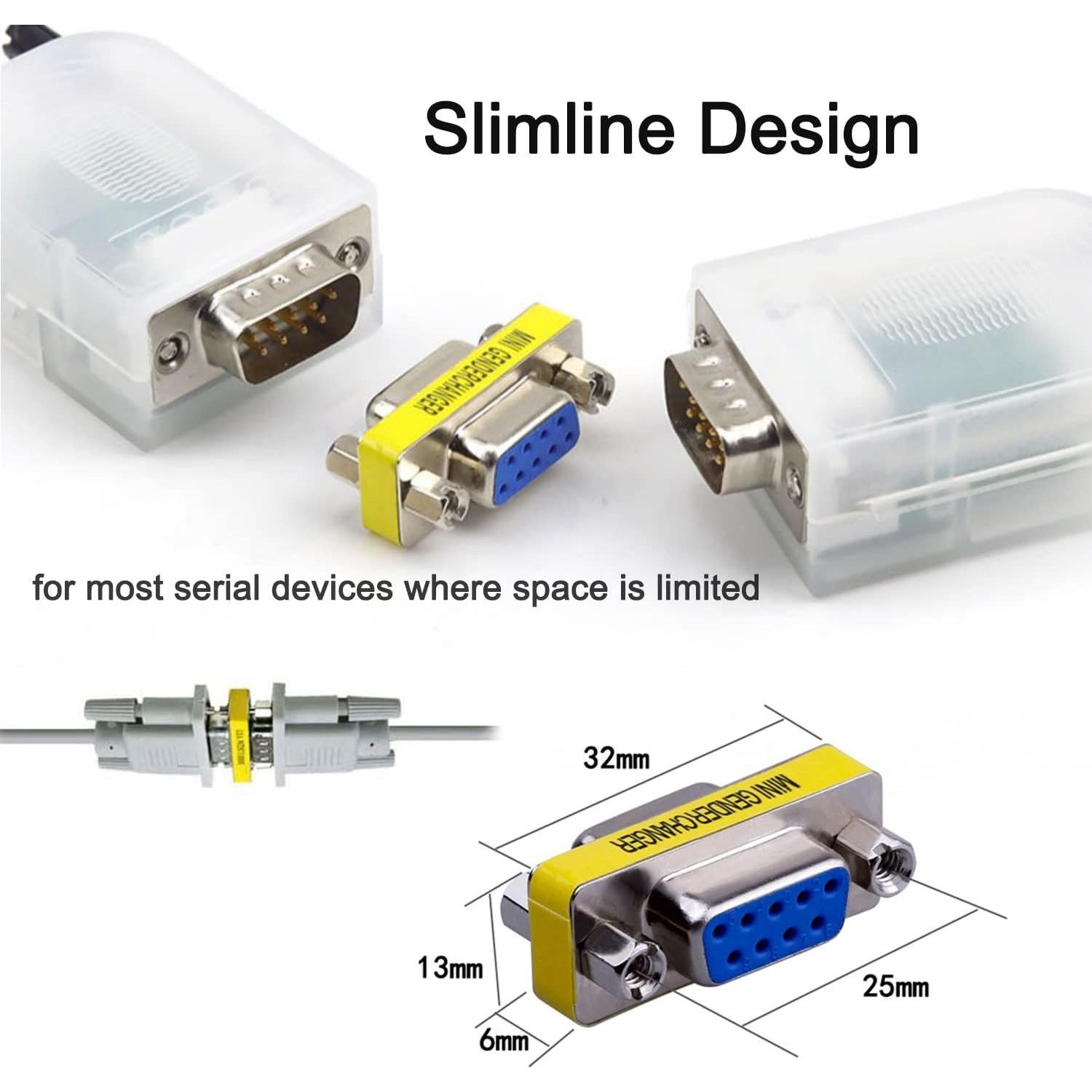 Adaptador Serial DTECH 3-Pack DB9 F-F M-F M-M RS232 Mini