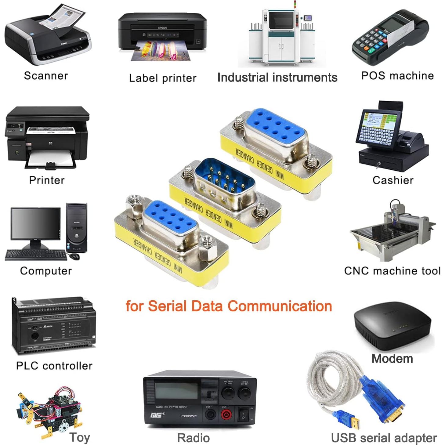 Adaptador Serial DTECH 3-Pack DB9 F-F M-F M-M RS232 Mini