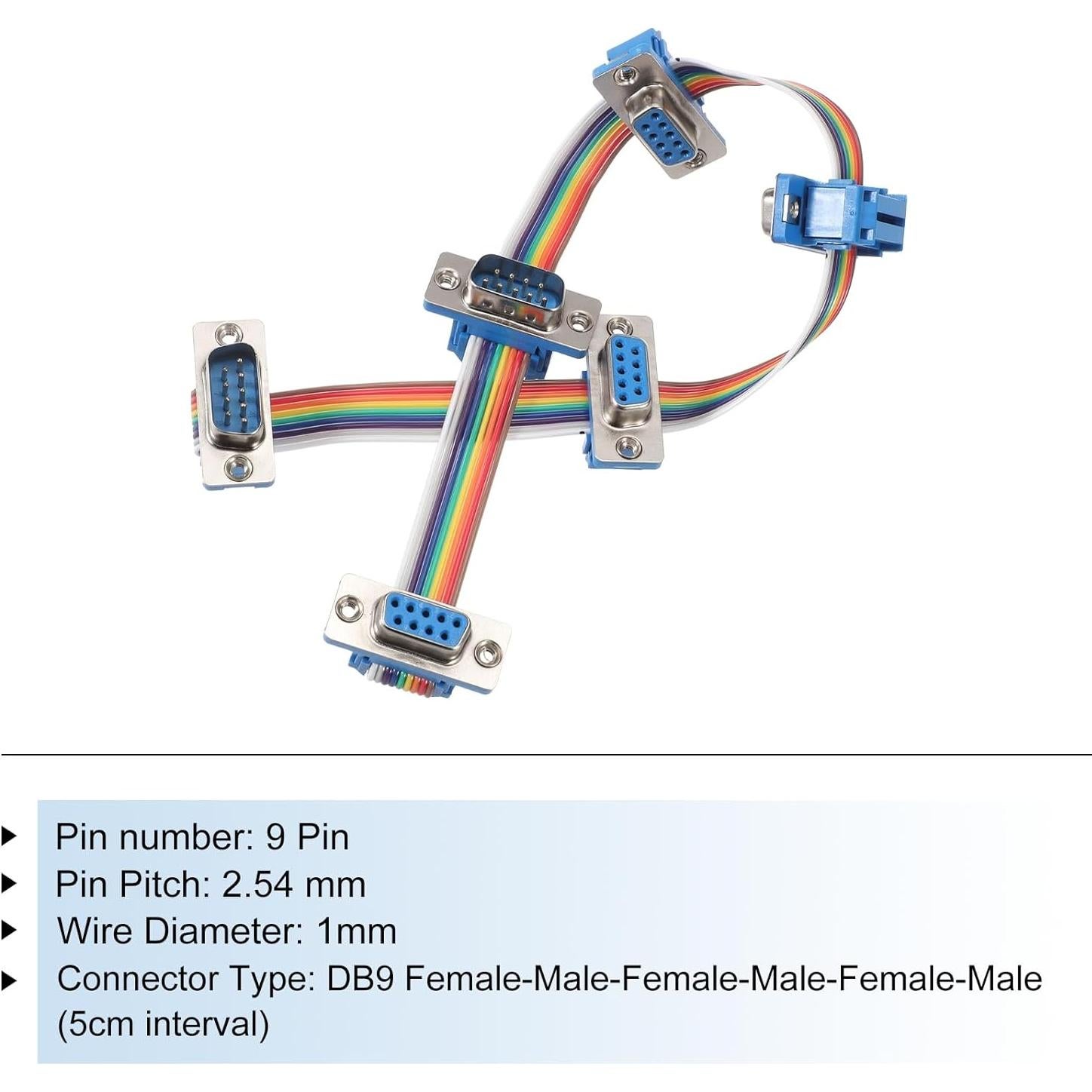 Cable de Cinta Arcoíris IDC DB9 9 Pines 33 cm MECCANIXITY