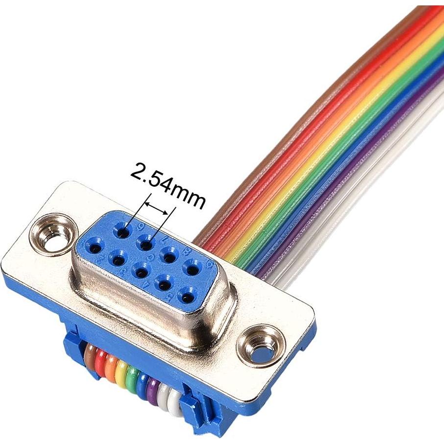 Cable de cinta plana arcoíris DB9 macho a hembra 50cm uxcell