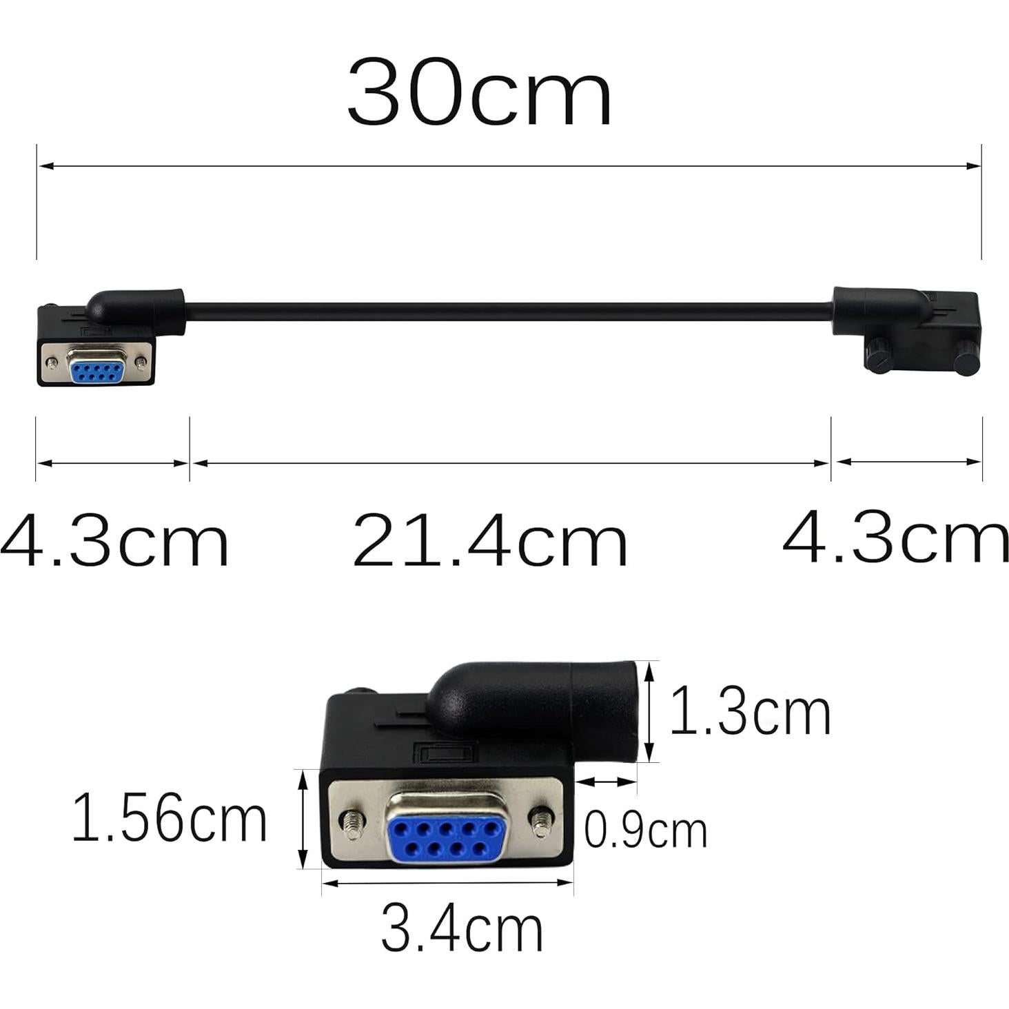 Cable Serial DB9 30 cm YOUCHENG Hembra a Hembra 90°