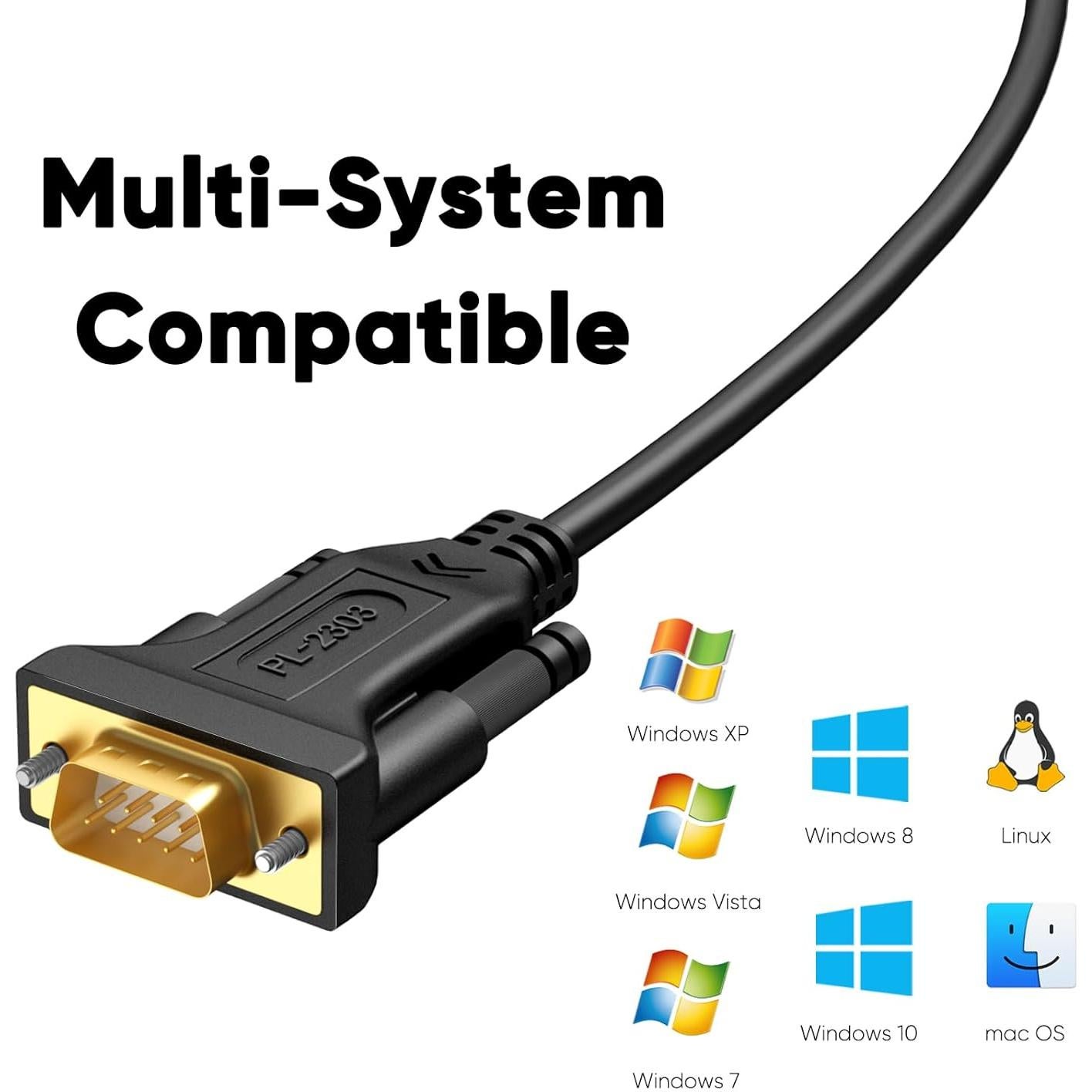 Cable USB a RS232 CableCreation 0.91m DB9 Macho - Paquete de 3