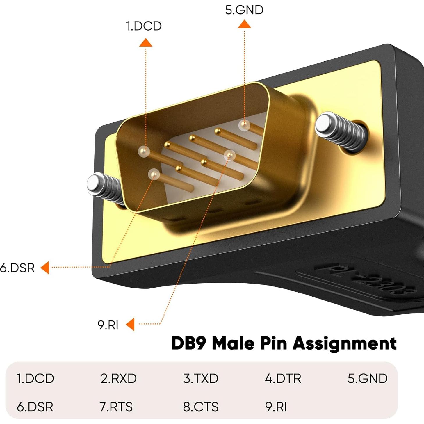 Cable USB a RS232 CableCreation 0.91m DB9 Macho - Paquete de 3