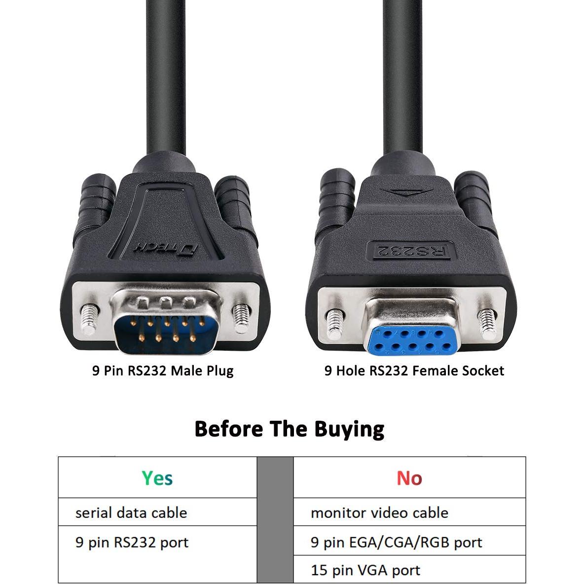 Cable Serial RS232 Macho a Hembra DTECH 0.5m Negro