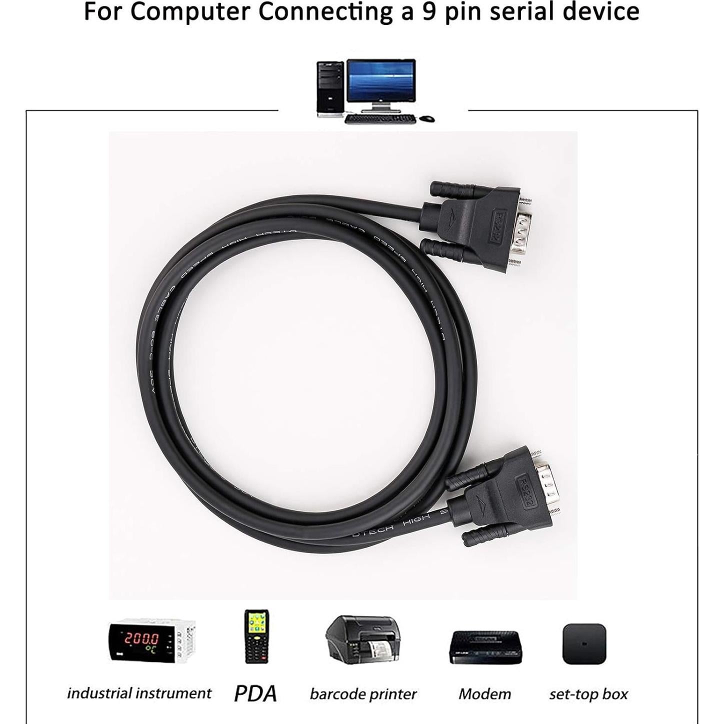 Cable Serial RS232 Macho a Hembra DTECH 0.5m Negro