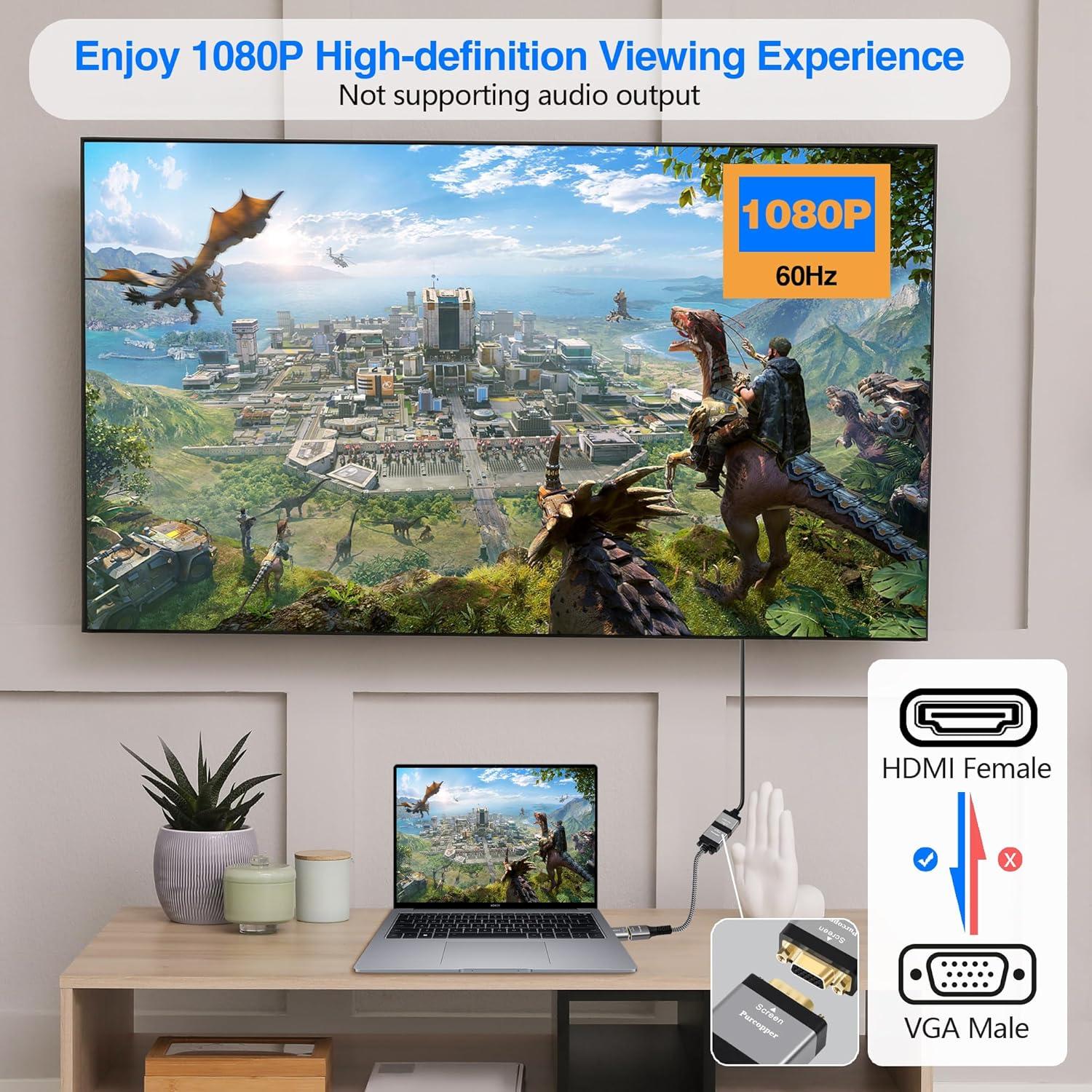 Adaptador HDMI a VGA Lamroyce Paquete de 2 1080P