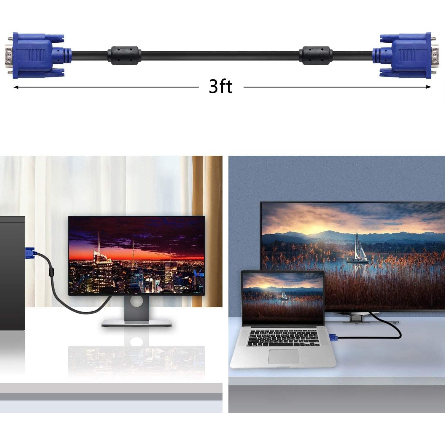 Cable VGA Macho a Macho 1M PASOW para Monitor y Proyector